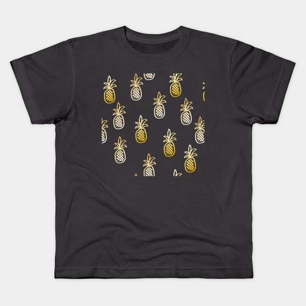 golden pineapple pattern Kids T-Shirt by Evgenija.S